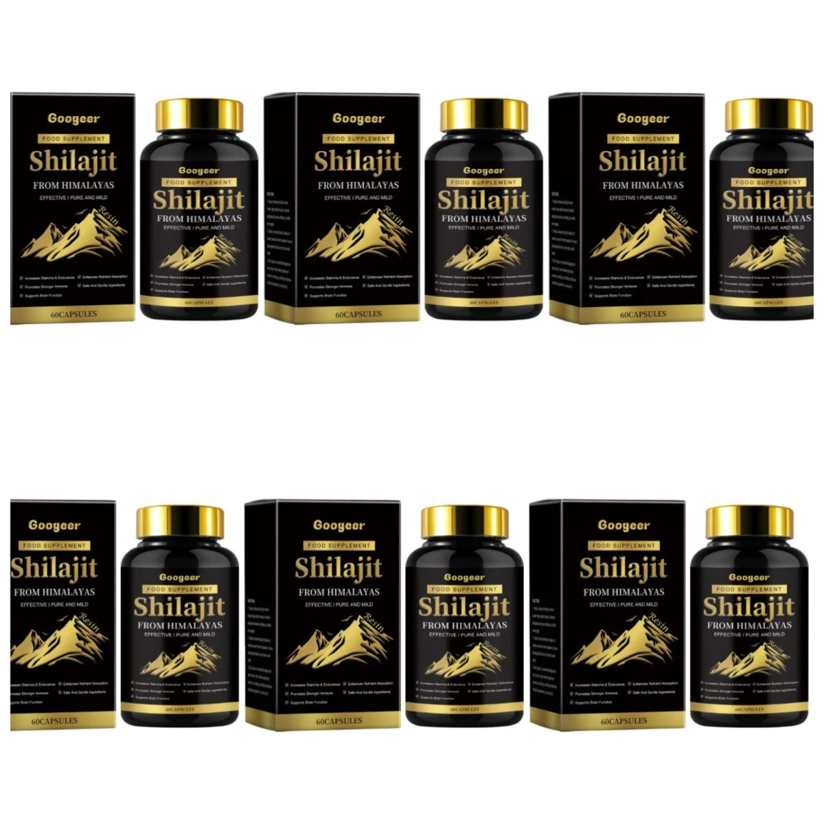 Googeer Himalayan Shilajit Capsules 60ct | Brain & Nutrient Support