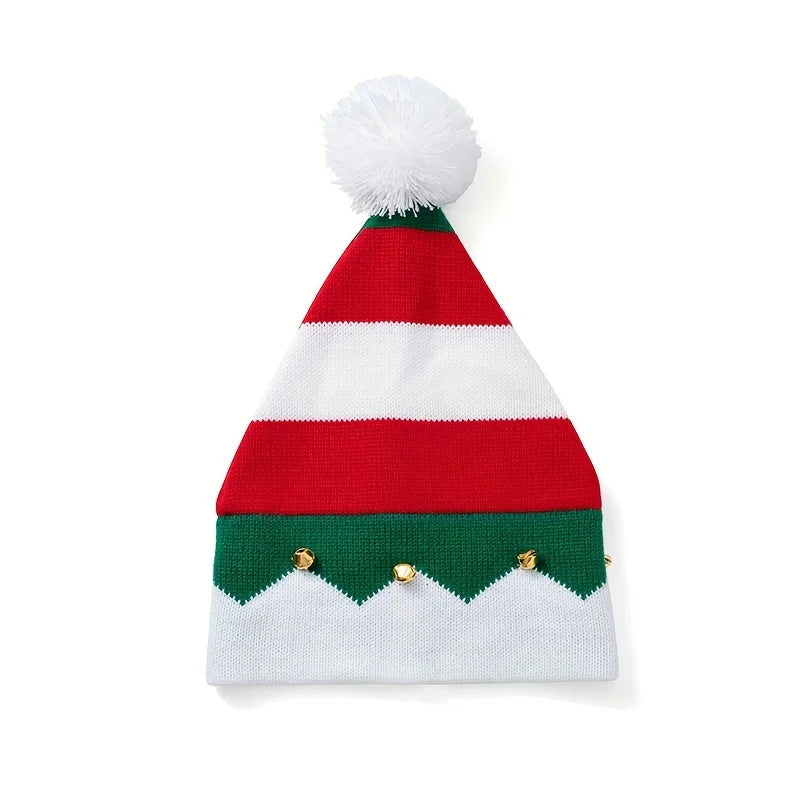 Christmas Hat with Bell For Parent-Child, Winter Warm Knited Beanie for Marry Christmas New Year Xmas Party Festive Ornament cap Peaceful Pleasures Health and Wellness For Kids White
