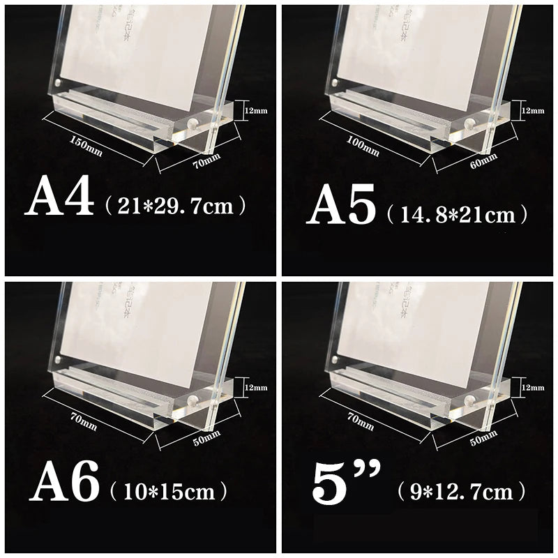 Acrylic Desktop Display Frame Transparent Photo Poster Stand Postcard