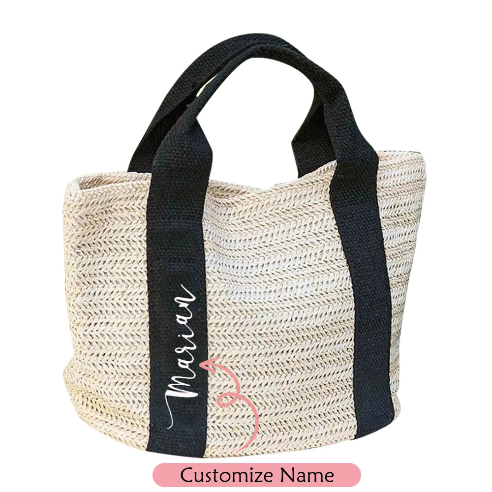 Personalized Beach Straw Tote Bag | Bridesmaid & Bachelorette Gift