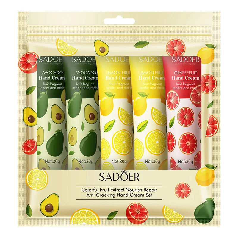 SADOER 5-Piece Fruit Plant Hand Cream Set – Moisturizing Gift