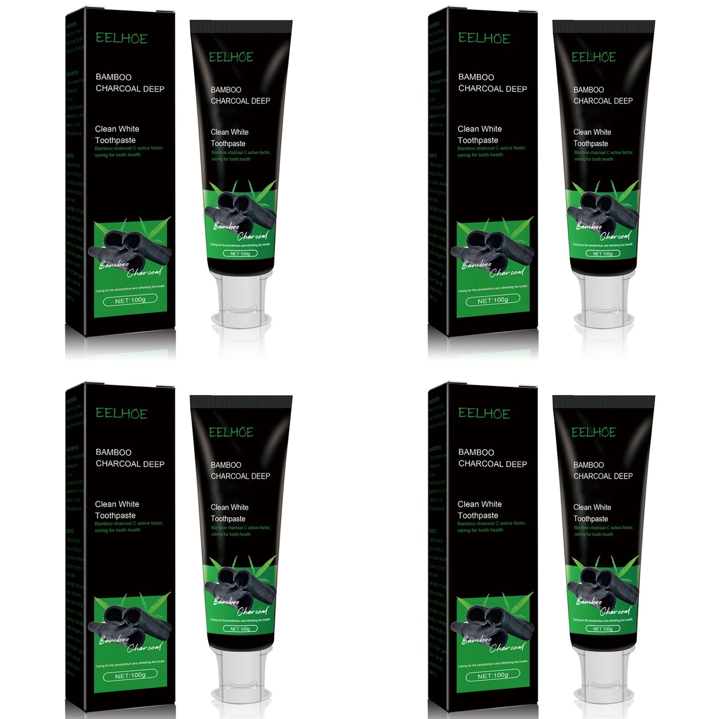 Clean White Toothpaste Effectively Remove Dental Plaque Eliminate Oral Odors Caring for Dental Health Bamboo Charcoal Toothpaste Peaceful Pleasures Health and Wellness 4 x 100g Boxed