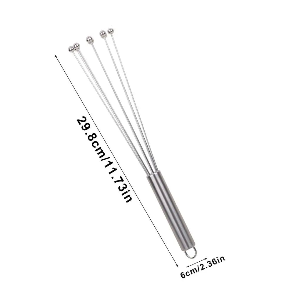 Stainless Steel Manual Egg Beater – Ball-Tip Whisk, 2 Sizes
