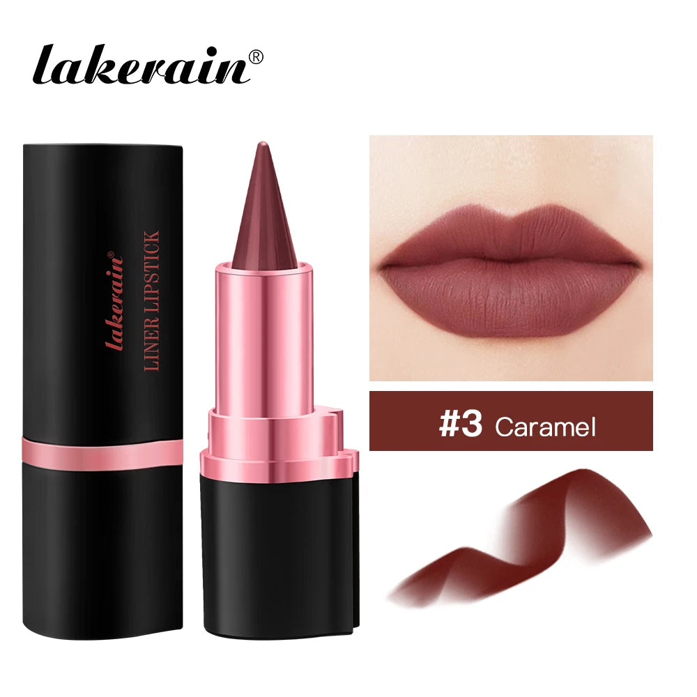 2In1 Matte Liner Lipstick Pen Gradient Lip Liner Red Brown Lipsticks Pencil Lasting Waterproof Lip Stick Sexy Women Lip Cosmetic Peaceful Pleasures Health and Wellness 03 caramel