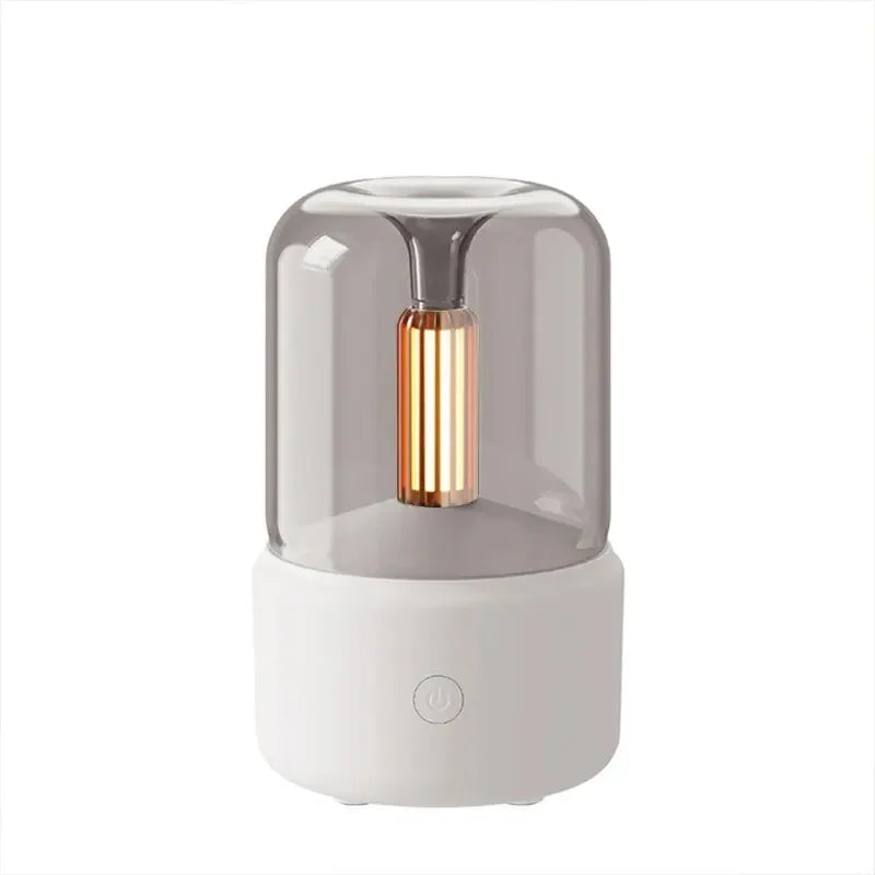 Stylish Candlelight Night Light Aromatherapy Machine USB Plug-in Desktop Ambience Candlelight Home Aromatherapy Humidifier Peaceful Pleasures Health and Wellness White