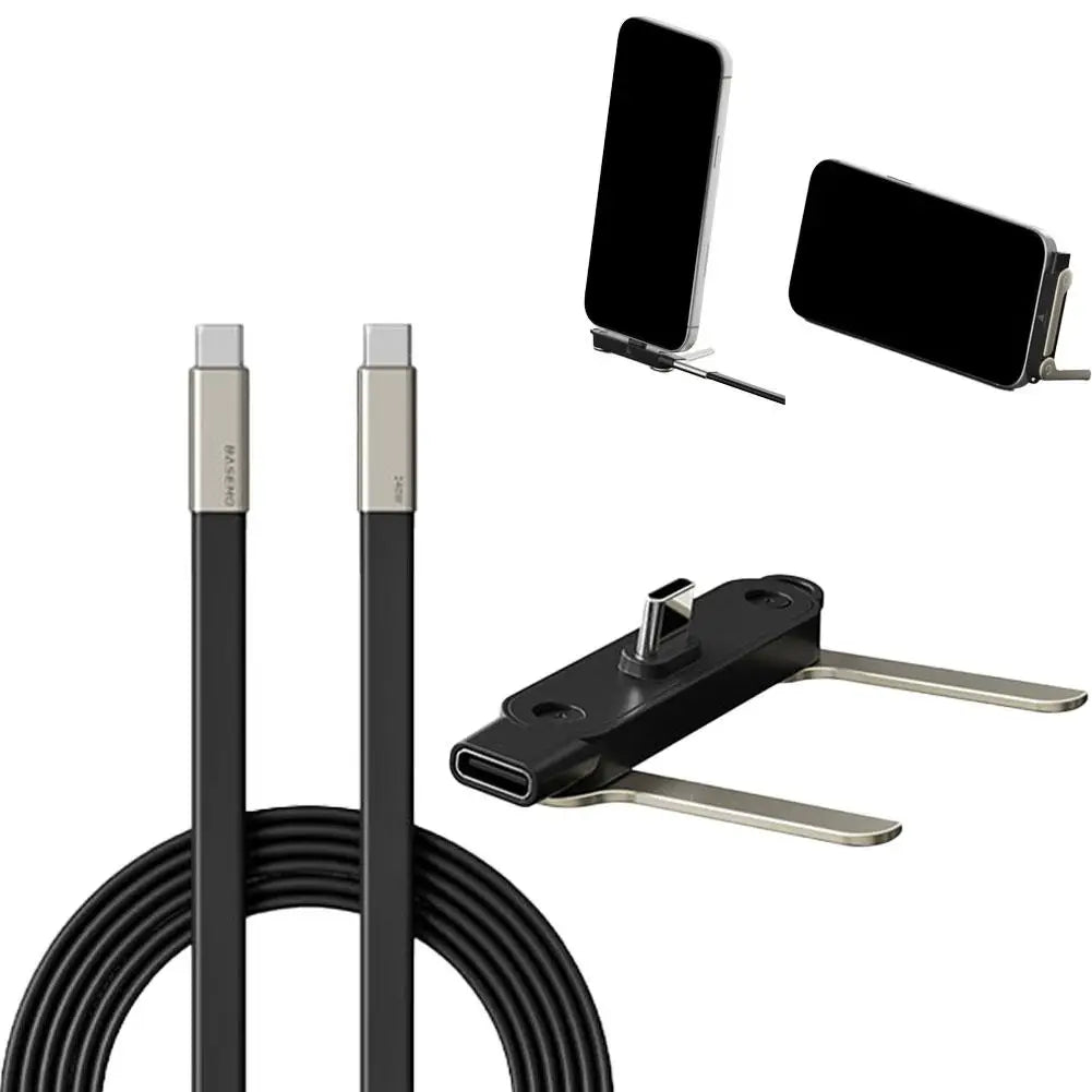 240W Charging Cable With Type-C Magnetic Stand - 2-in-1 Stand Charging Cable For Mobile Phones, Tablets & Gaming Devices Peaceful Pleasures Health and Wellness D