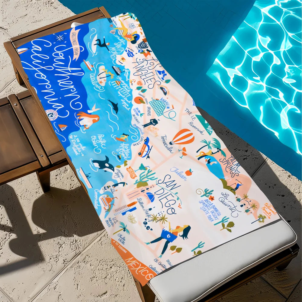 Quick-Dry Beach Towel | Soft Pool Towel for Travel & Gym Quick-Dry Beach Towel Peaceful Pleasures Health and Wellness z1 STJ90x180CM