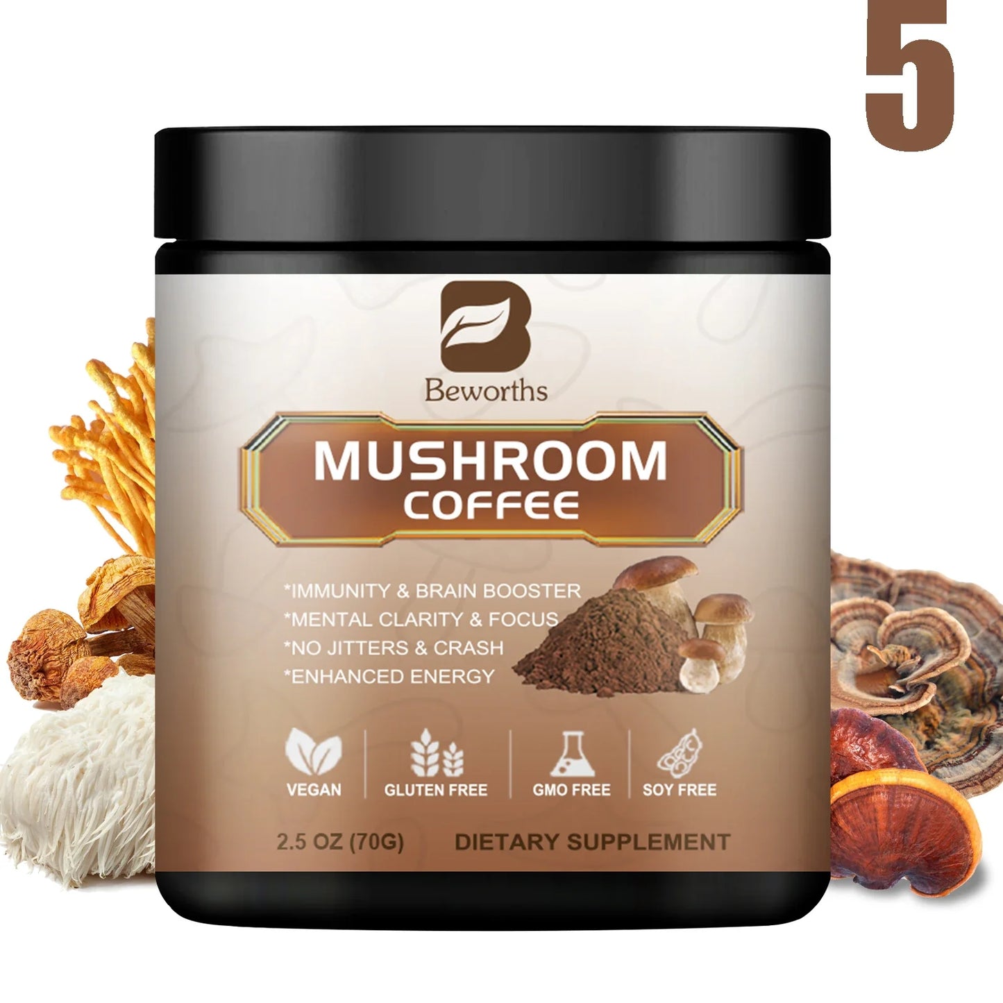 Beworths Mushroom Coffee – Lion's Mane & Reishi Blend 70g