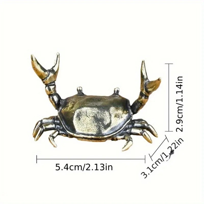 Pure Brass Crab Figurines Animal Statue Miniatures Copper Ornaments Home Office Desk Decoration Crafts Home Decor Nordic 1pcs Peaceful Pleasures Health and Wellness
