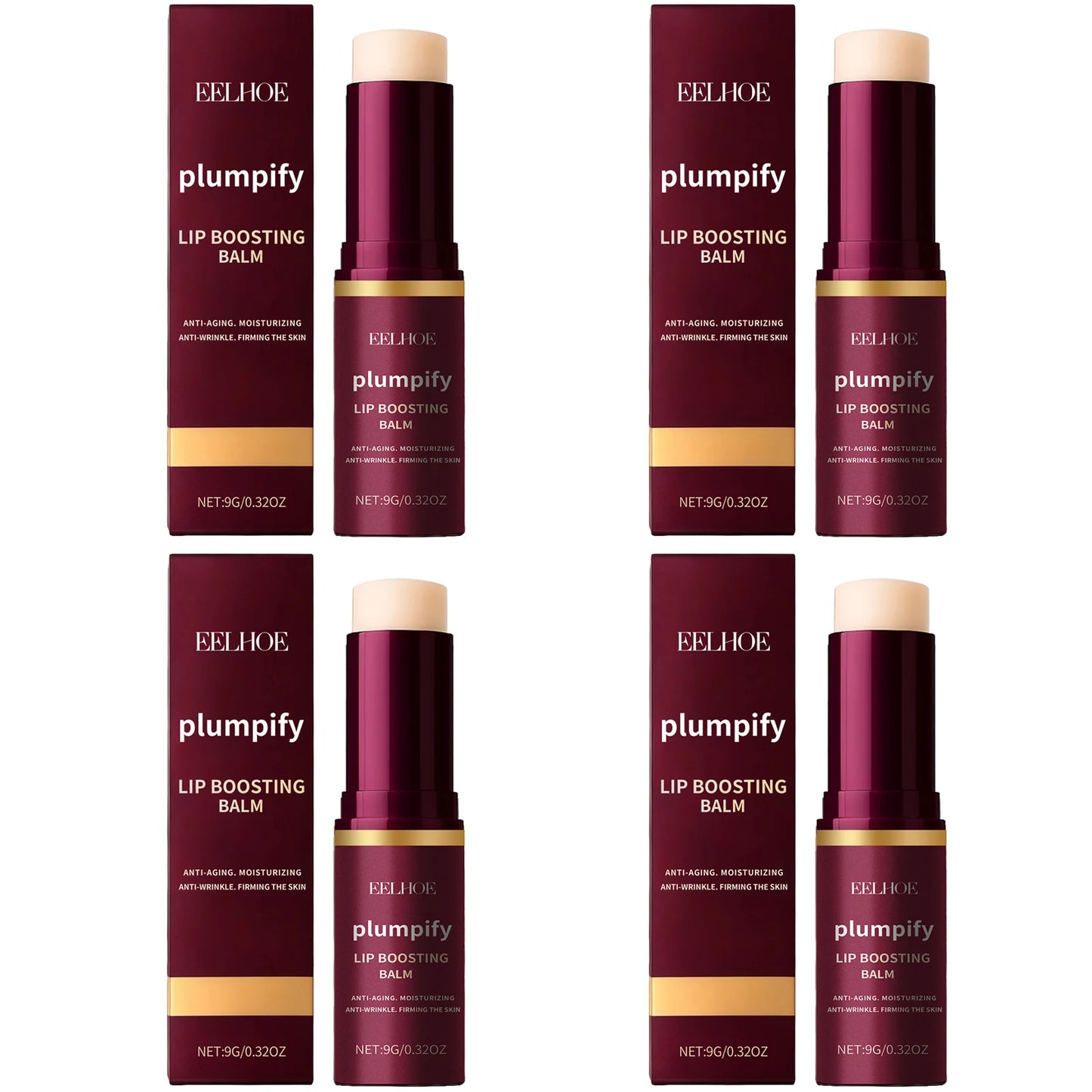 Lip Boosting Balm Moisturizing Softening Lips Reducing Fine Lines Enhance Lip Gloss Non Sticky Texture Daily Care Plump Lipstick Peaceful Pleasures Health and Wellness 4 X 9g Boxed