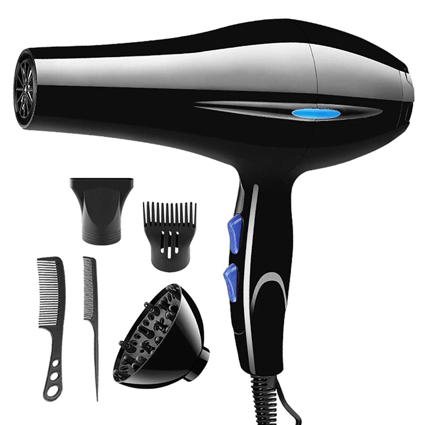 2200W Hair Dryer with Diffuser & Styling Nozzles | Black