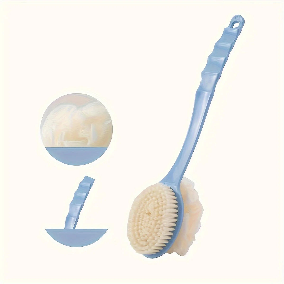 Long Handle Bath Brush – Loofah & Bristles Body Scrubber