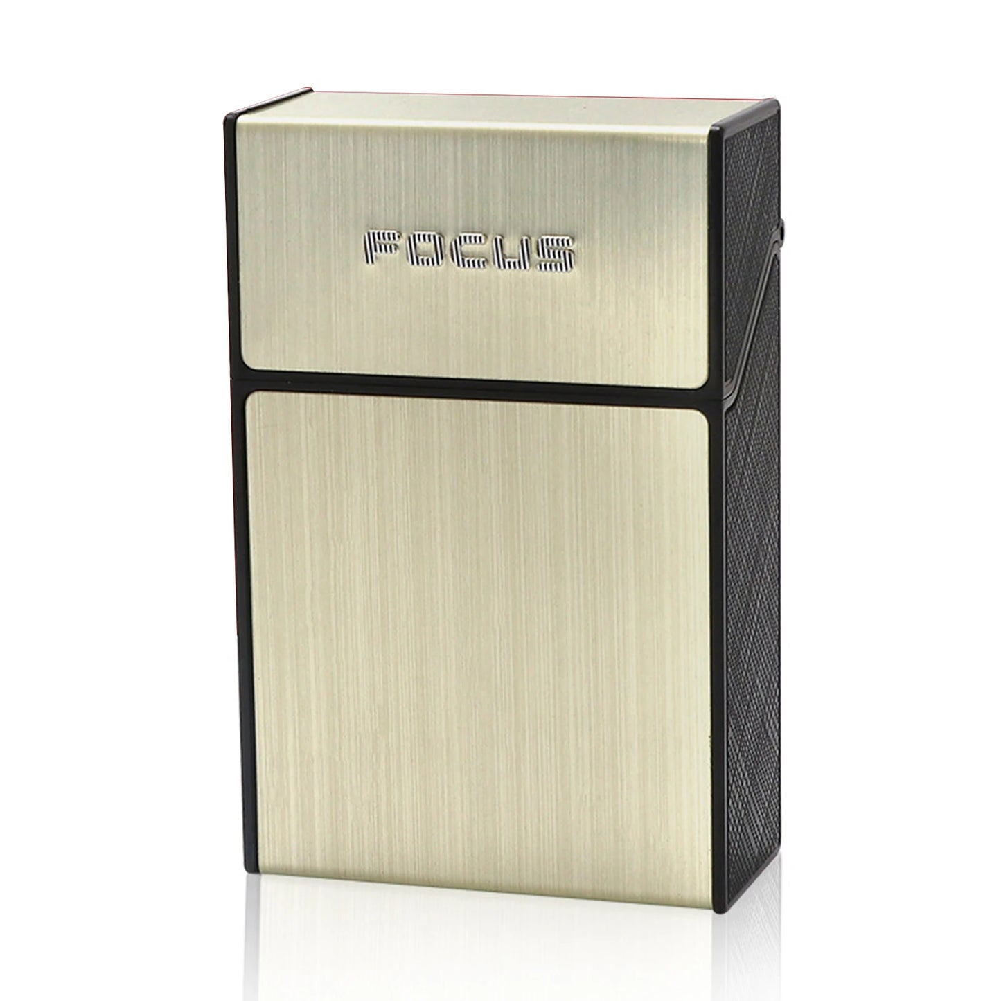 20pcs Portable Cigarette Box Aluminum Alloy Flip Top Holder Anti Pressure Proof for Hard Soft Pack Smoking Accessory Gift Peaceful Pleasures Health and Wellness Black gold
