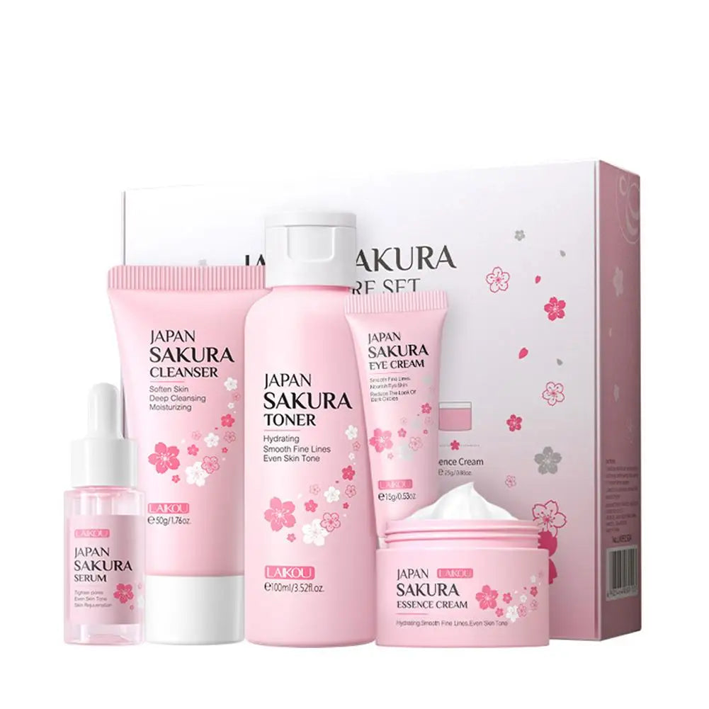 LAIKOU 7-Piece Complete Facial Skincare Set – Cleanser, Toner, Essence, Eye Cream, Cream, Sunscreen & Mud Mask, All Skin Types Peaceful Pleasures Health and Wellness 5pcs KIt