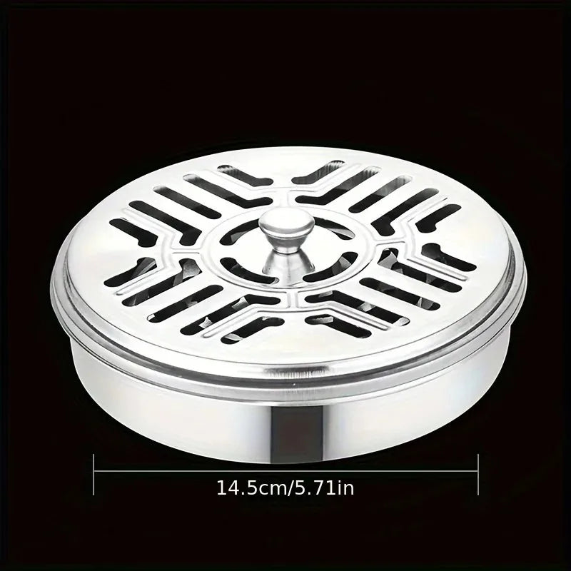 Stainless Steel Mosquito Coil Holder with Cover – Incense & Ash Tray