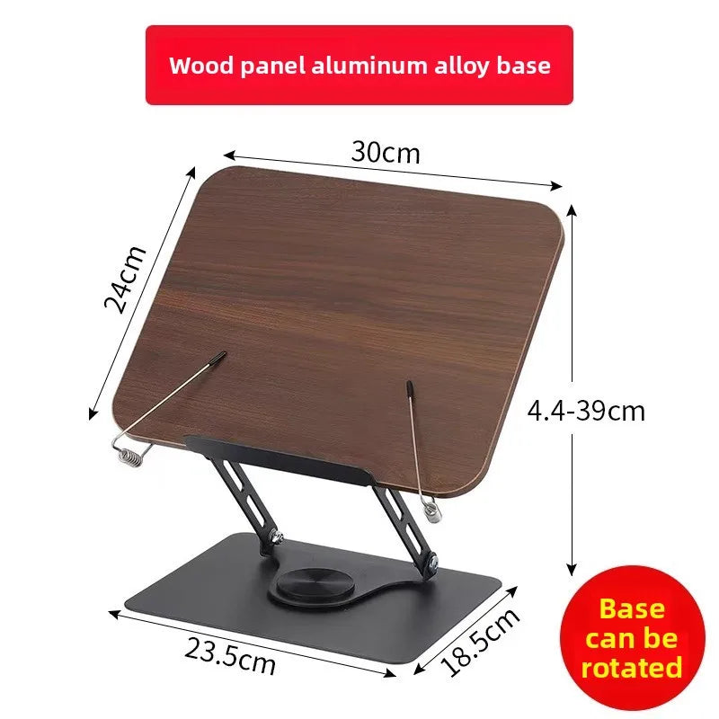 Music Stand Laptop Lifting Rotating Base Wooden Board Page Clip That