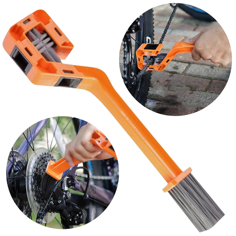 Double Head Motorcycle Chain Cleaning Brush Multifunction Portable Washer Cleaner for Motorcycle Road Bicycle Scooter Peaceful Pleasures Health and Wellness