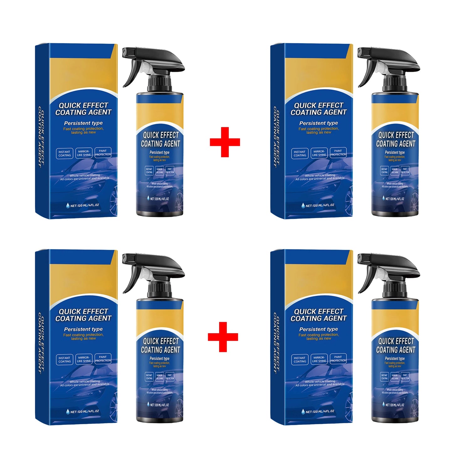 Coating Spray Quick-Dry Restores Glossy Quick Effect Coating Agent High Gloss Long Lasting Paint Protection Car Care Peaceful Pleasures Health and Wellness 4pcs