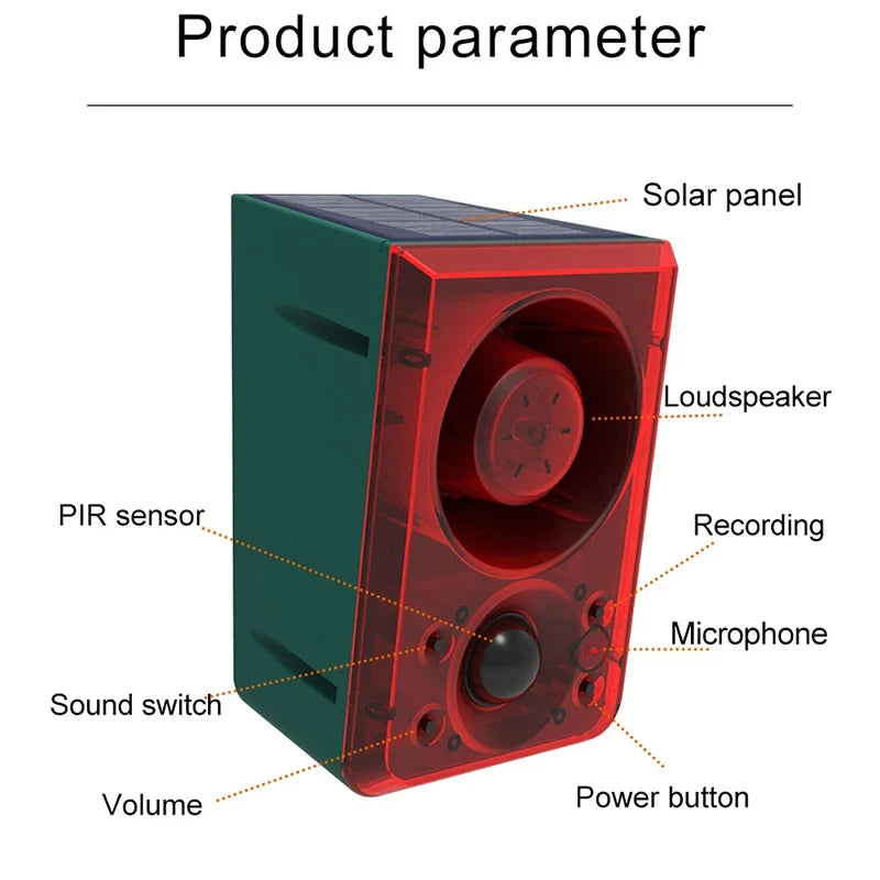 Solar Strobe Alarm Siren Security Light Outdoor Waterproof 3 Levels Adjustable Volume With Remote Control for Farm Yard Peaceful Pleasures Health and Wellness
