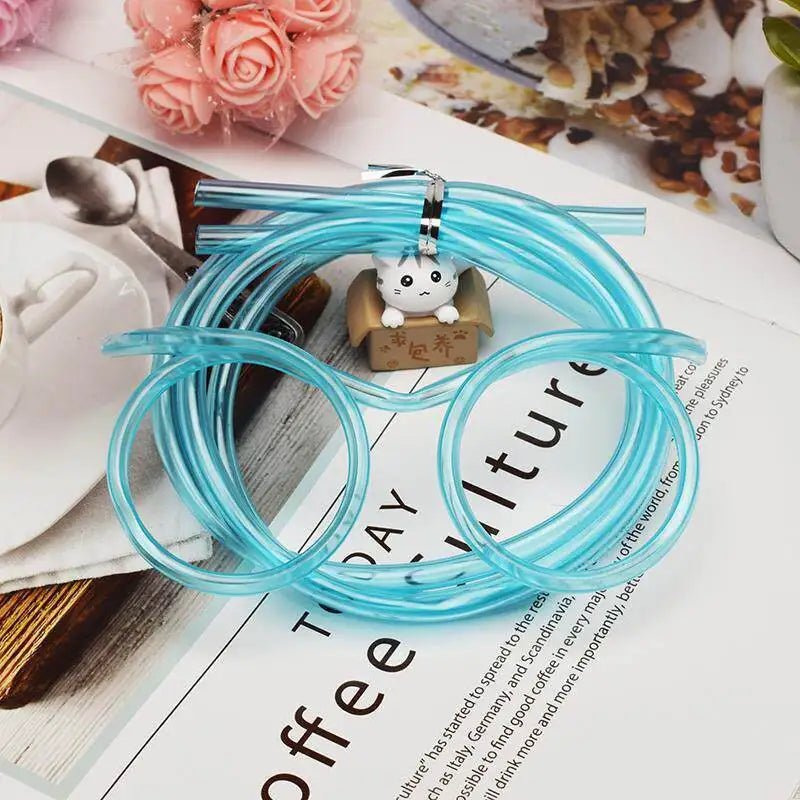 Silly Straw Glasses,Novelty Loop Eyeglasses Straw Fun Party Drinking Straw Eye Glasses for Annual Meeting Parties Birthday Peaceful Pleasures Health and Wellness blue