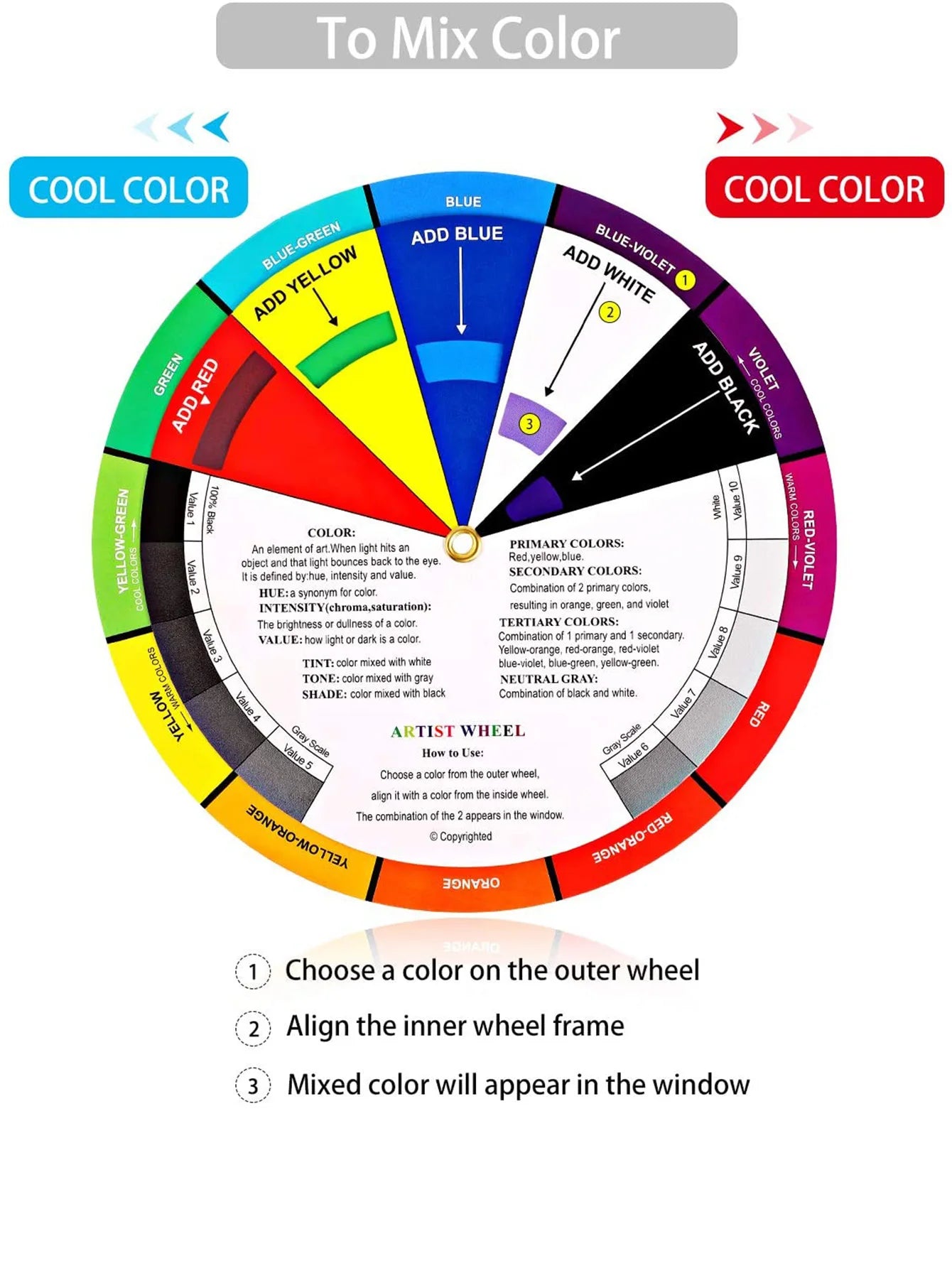Bview Art Mixing Wheel Artist School Learning Guide Class Teaching