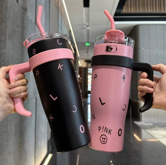 High appearance 1200ml stainless steel vacuum insulated water cup, large capacity insulated bottle, picnic travel car water cup Peaceful Pleasures Health and Wellness random color 1pc 1200ml