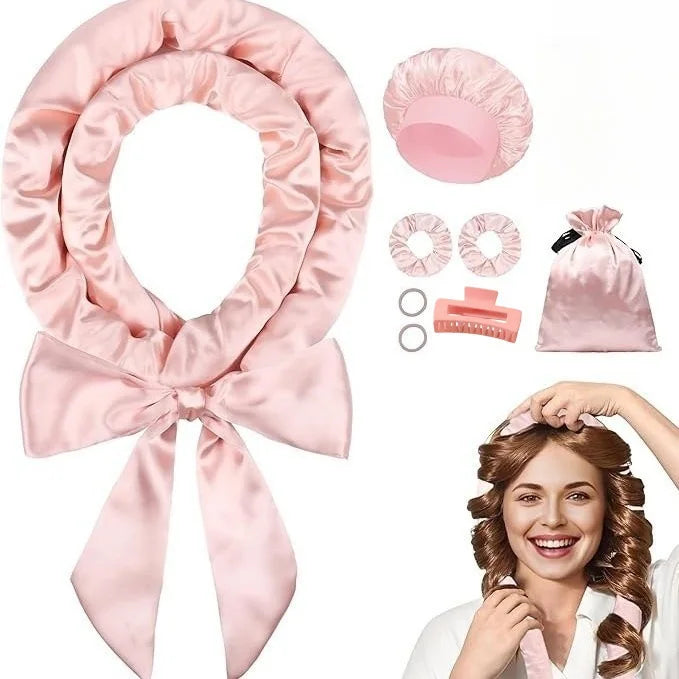 Heatless Curls Overnight Hair Curlers To Sleep in Overnight Curls Women Heatless Hair Curler for Long Hair Overnight Headband Peaceful Pleasures Health and Wellness Pink