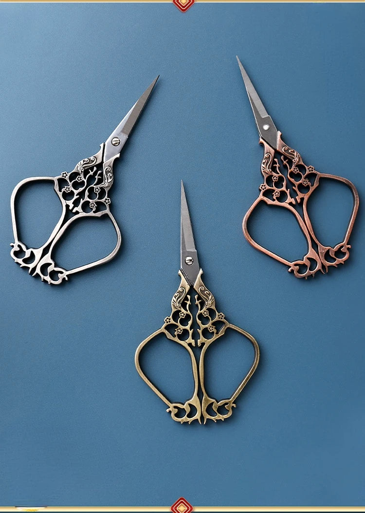 Vintage Retro Scissors Embroidery Stainless Steel Tip Sewing Shears Handicraft DIY Tools For Antique Handicraft Sewing Tools Peaceful Pleasures Health and Wellness