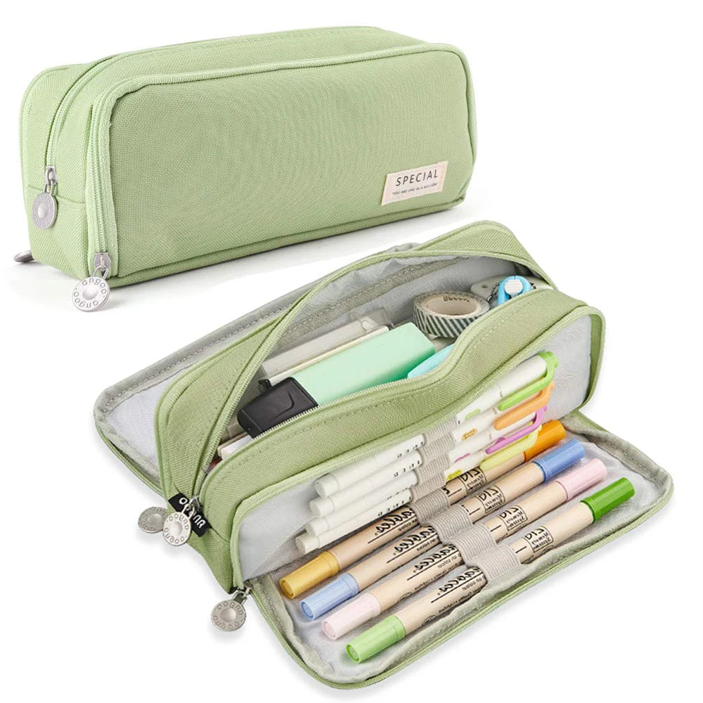 Large 3-Compartment Pencil Case | School & Office Pen Organizer