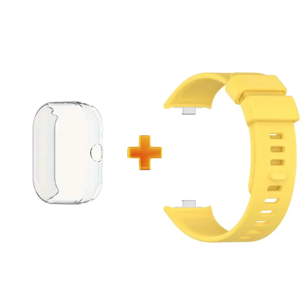 Redmi Watch 4 Silicone Strap + TPU Case Set | Shockproof Cover Peaceful Pleasures Health and Wellness YELLOW