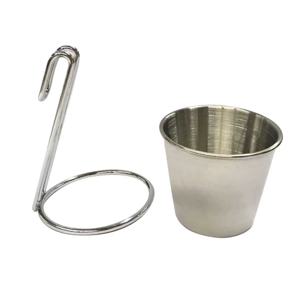 Stainless Steel French Fry Stand Cone Basket with Dip Cups
