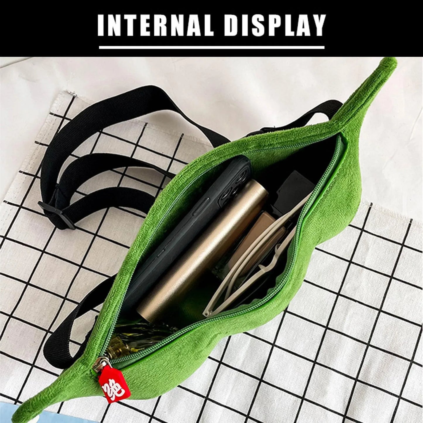 Plush Edamame Crossbody Bag – Cute Pod Shoulder Bag