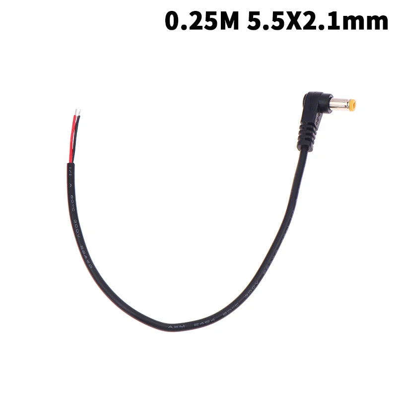 5.5 X 2.1mm/2.5mm Right Angle DC Power Cable DC Male Plug Power Contor Plug Contor Extension Line Peaceful Pleasures Health and Wellness A1