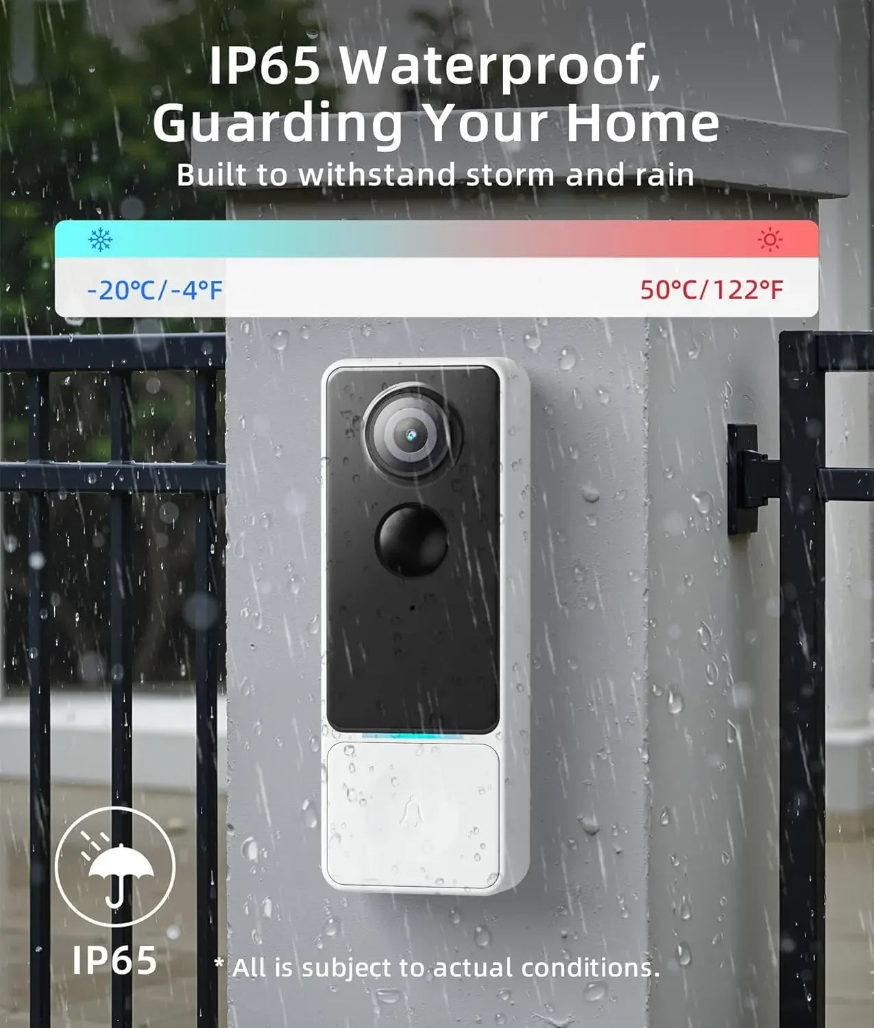 Wireless Video Doorbell Camera with Chime, Human Motion Detection, Battery Powered, Alexa & Google Assistant Compatible Peaceful Pleasures Health and Wellness