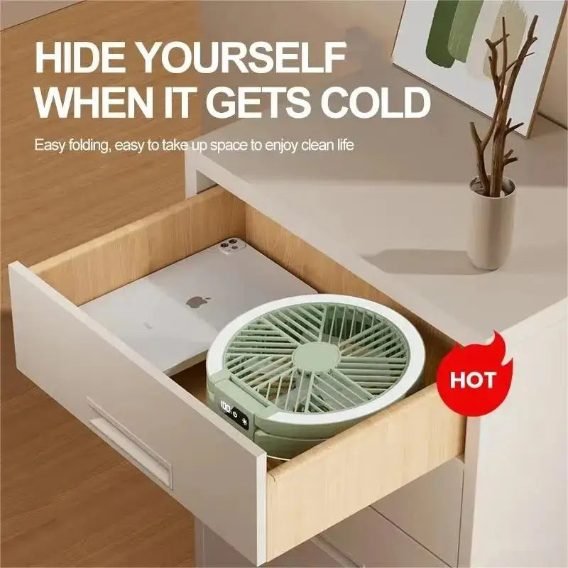 2025 Multi-Functional Electric Fan with LED Display Wireless Portable Home Silent Ventilation Desktop & Wall Mounted Cooling Fan Peaceful Pleasures Health and Wellness