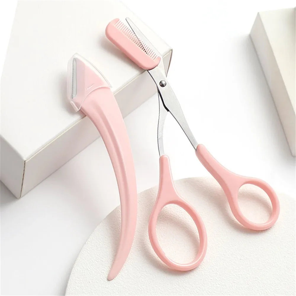 Professional Eyebrow Trimming Kit – Scissors & Razor Blades