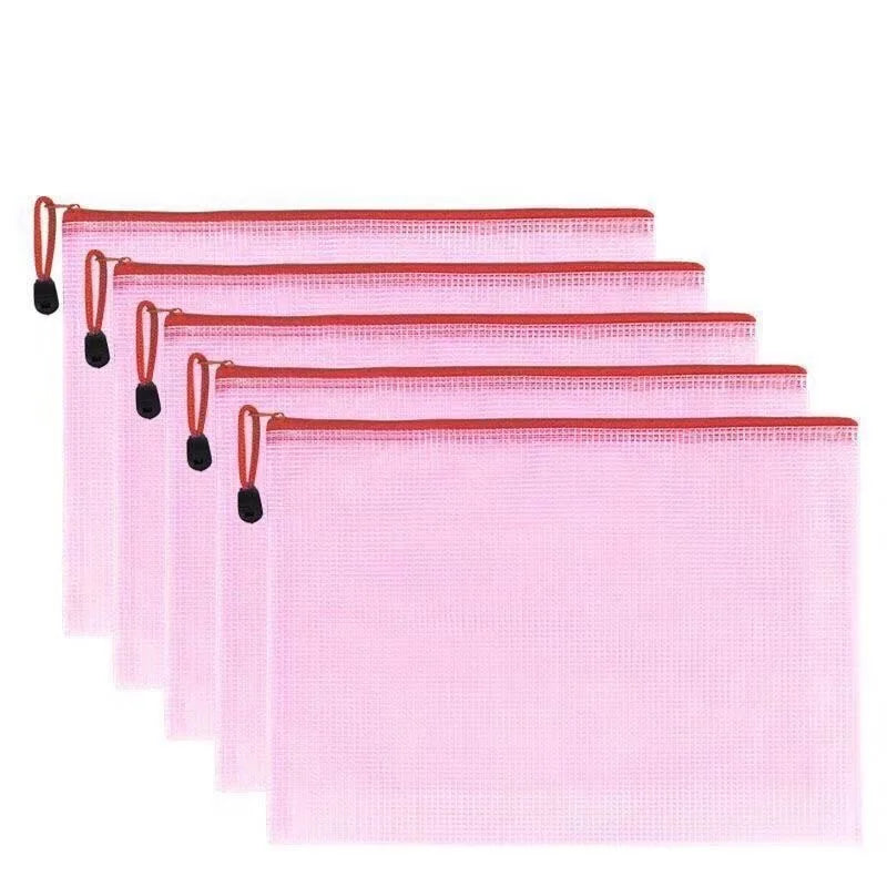 5-Pack A4 Zipper File Bags – Clear PVC Large Capacity Organizer