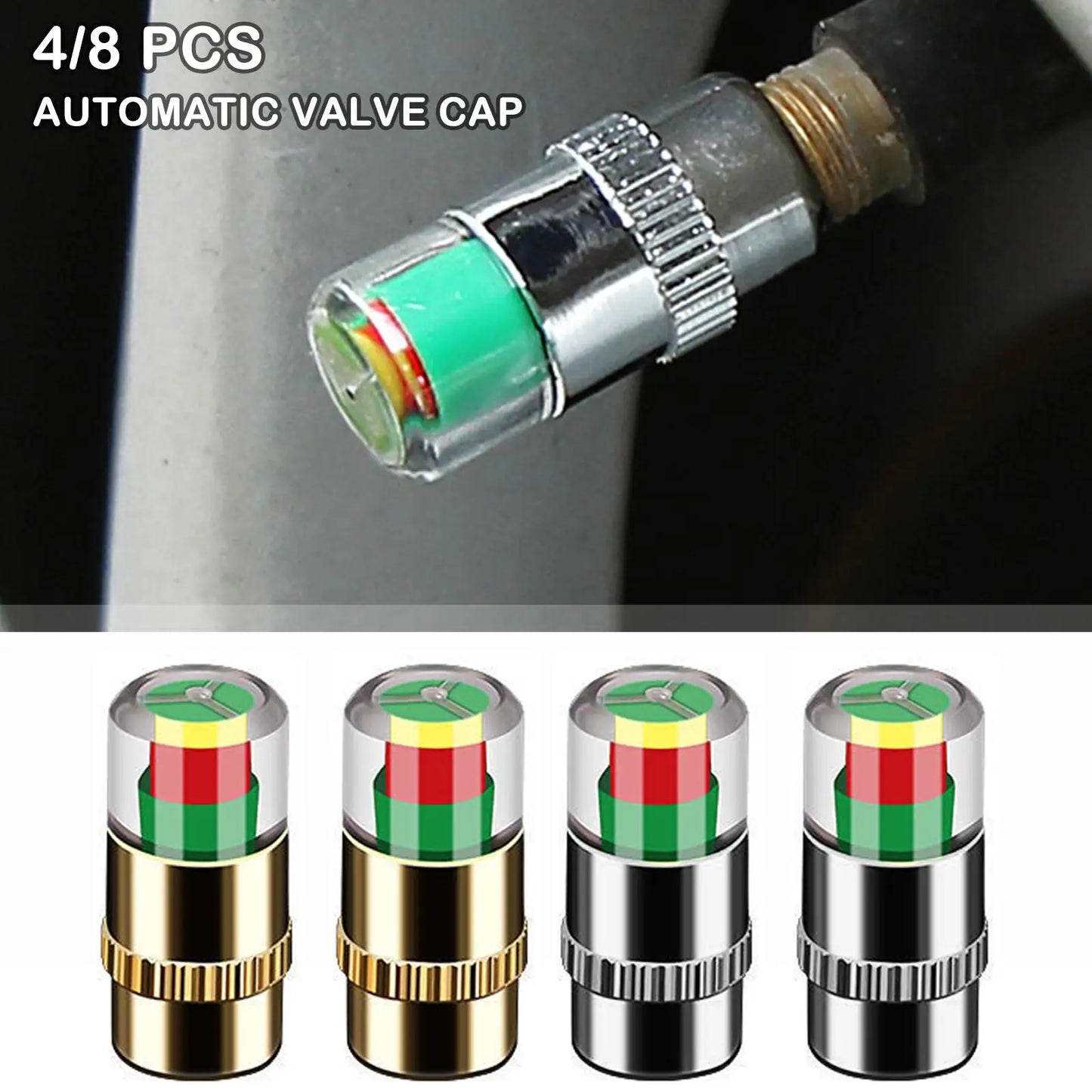 Cars Tire Air Pressure Monitor Alert 4Pcs/set Indicator Tire Valve Cap Gauge Car Accessories Car Tyre Pressure Gauge Caps Useful Peaceful Pleasures Health and Wellness