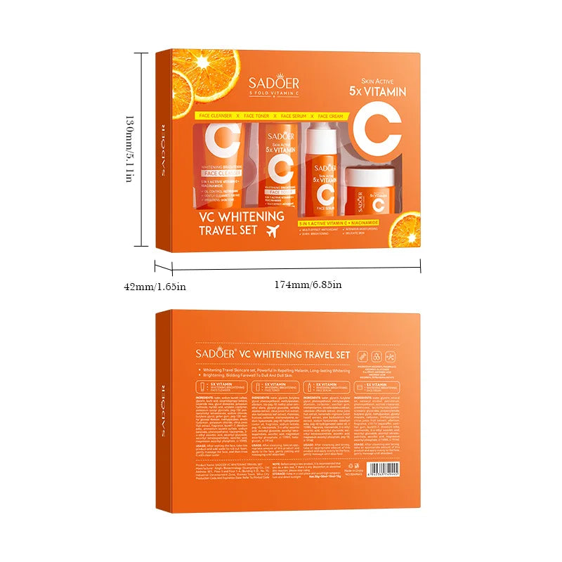 SANENDI Vitamin C Travel Skincare Set – 4-Piece Face Care Kit