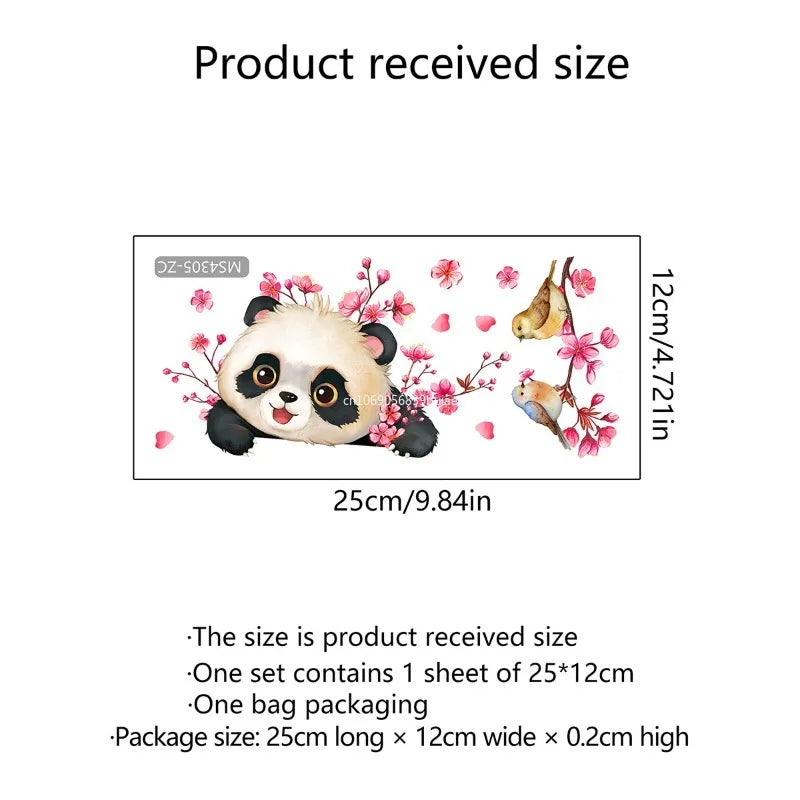 Cute Baby Panda Vinyl Wall Art Switch Stickers Aesthetic Room Decoration for Home Nursery Kids Bedroom Animal Anime Poster Peaceful Pleasures Health and Wellness