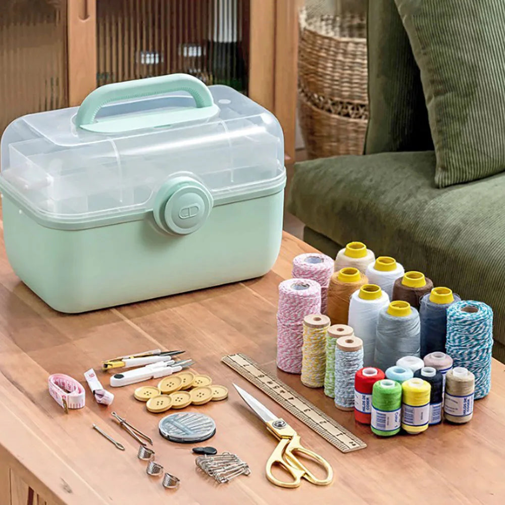 A36T-Sewing Kit Box For Adults Beginners Sewing Kits Accessories Home Sewing Box Stitching Repair Kit Compartments Box Peaceful Pleasures Health and Wellness