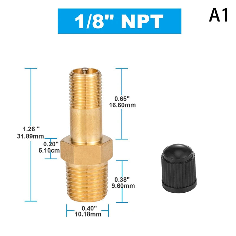 Sturdy 1/4 1/8 NPT Air Compressor Tank Fill Valve Anti-Corrosion Brass Schrader Valve (M) Tire Valve Core Inflator Connector Peaceful Pleasures Health and Wellness A1