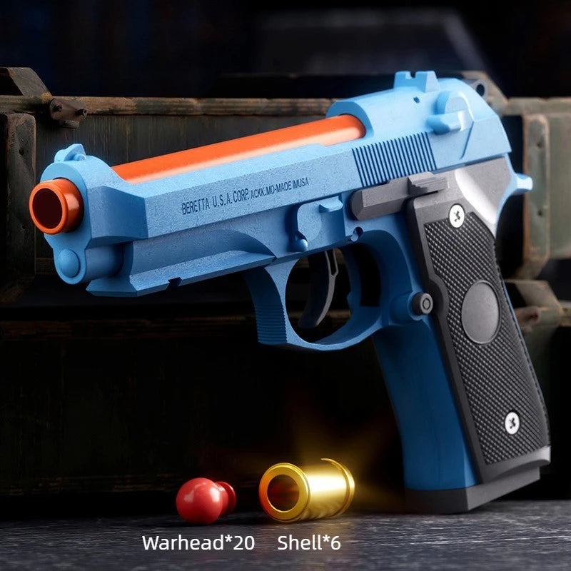Csnoobs 2011 Continuous Shooting Throwing Shell Toy Gun Radish Gun Revolver Empty Shell Outdoor Game Birthday Gift Peaceful Pleasures Health and Wellness M92-Blue