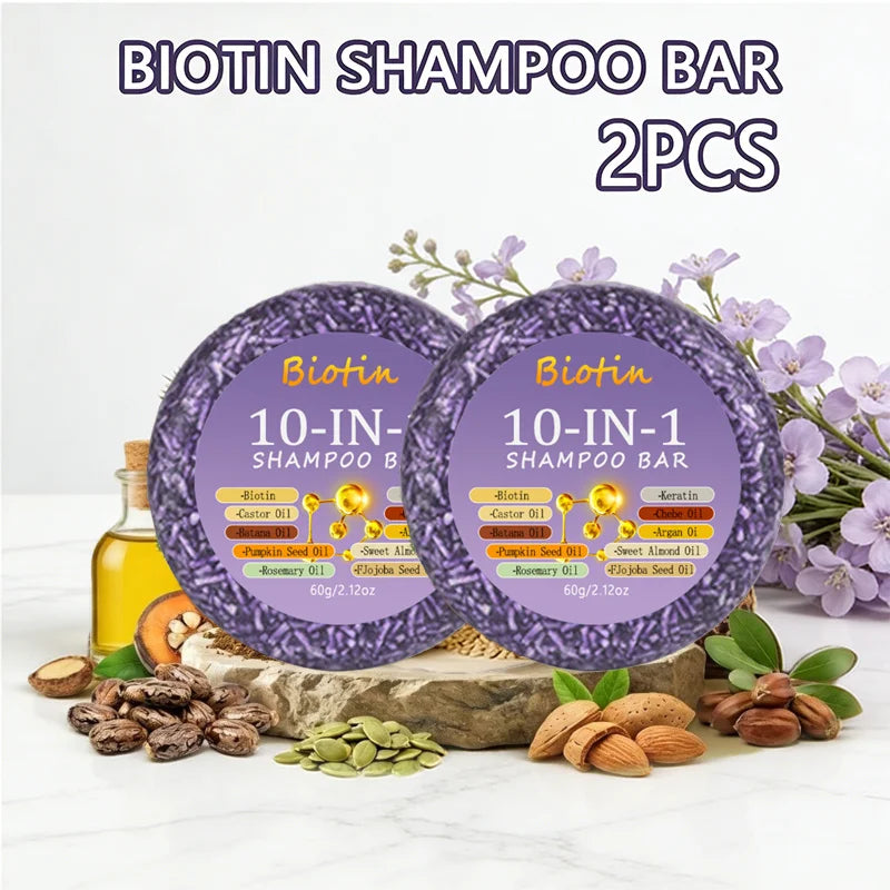 2-Pack Biotin & Keratin 10-in-1 Shampoo Bar – All Hair Types
