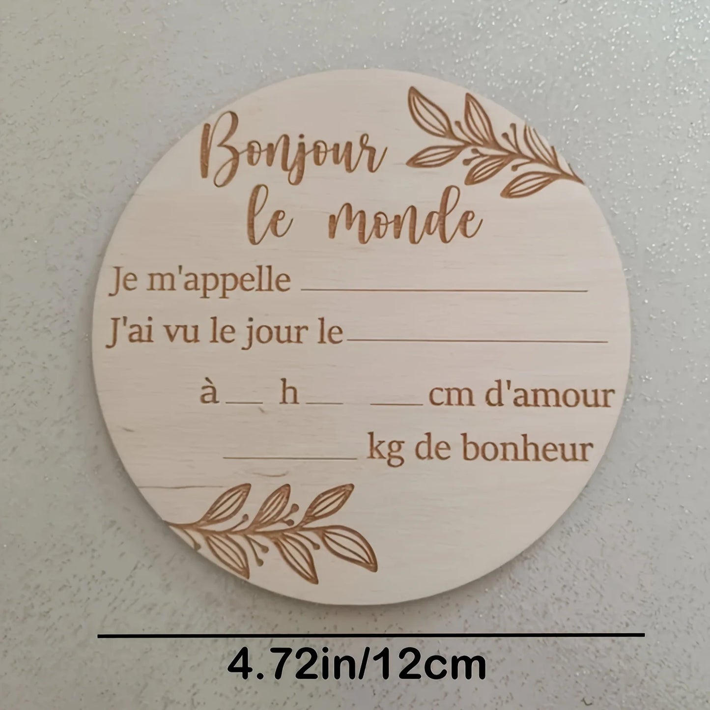 Wooden Baby Milestone Photo Prop Plate | "Hello World"