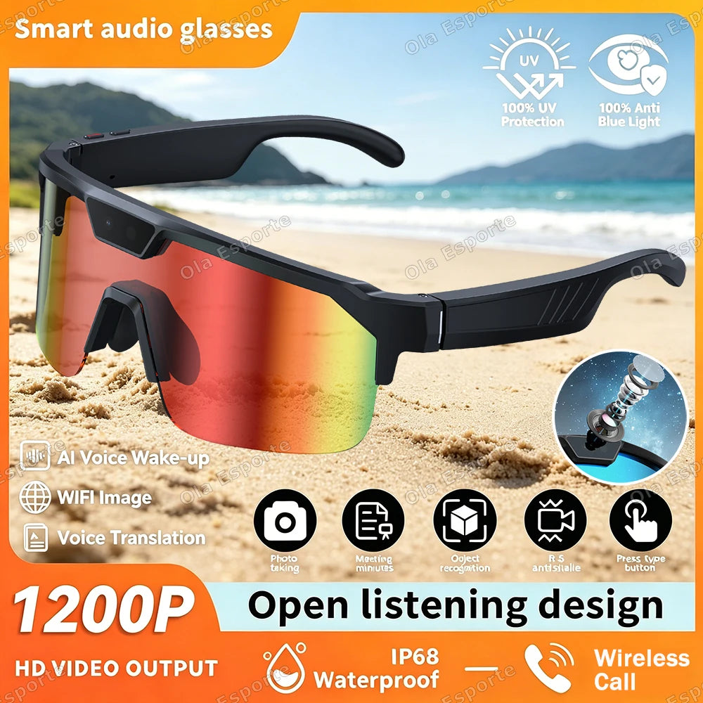 AI Smart Cycling Glasses | 4K Camera, BT 5.3 & Translator