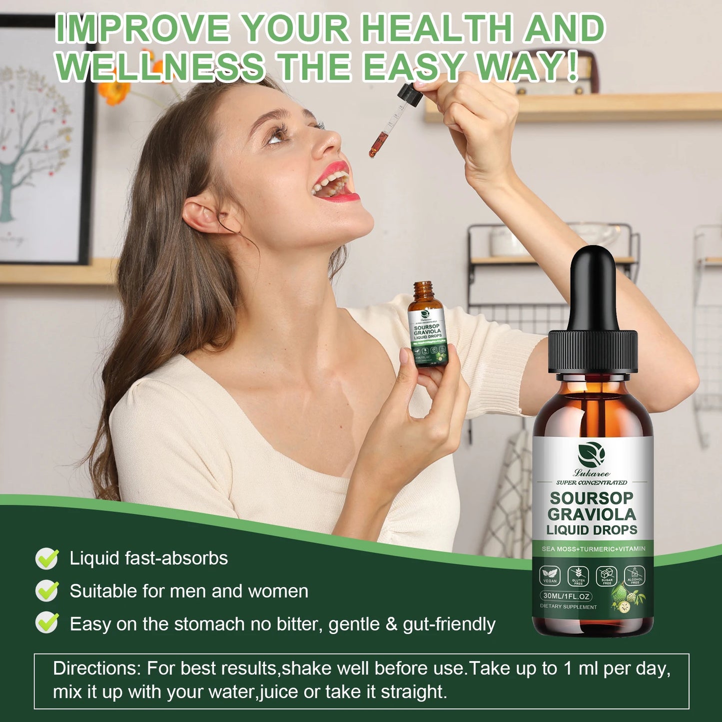Soursop Graviola Extract Drops 30ML – Immunity, Digestion & Detox Support Herbal Supplement Peaceful Pleasures Health and Wellness