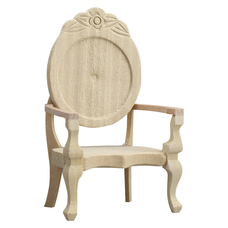 1:12 Miniature Wooden Armchair for Dollhouse Furniture Decor