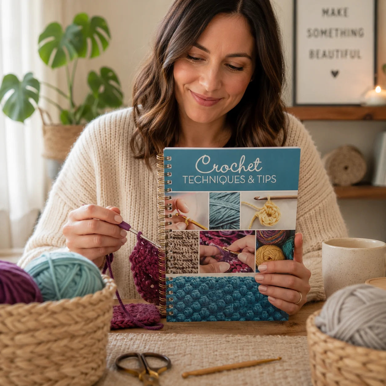 Crochet Techniques Tips A5 Spiral Notebook Guide Journal Beginners