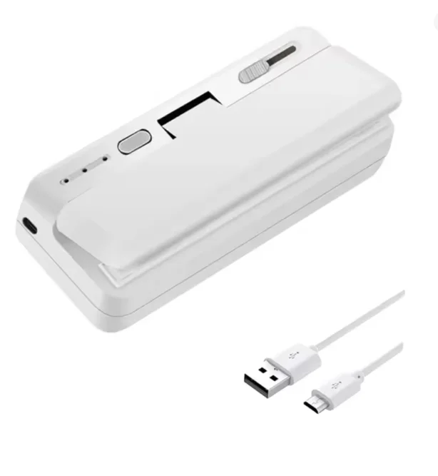 Mini Plastic Bag Sealer Heat Bag Sealing Machine Food Packaging Plastic Bags Sealer Clip Bag Handheld Rechargeable Heat Sealer Peaceful Pleasures Health and Wellness WHITE